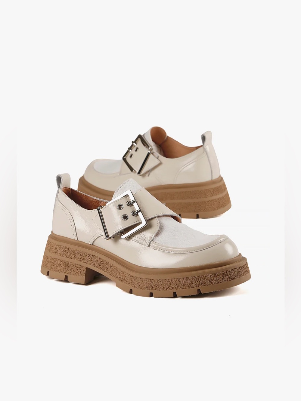 ALL BLACK Double Buckle NuLugg Ivory Size 36